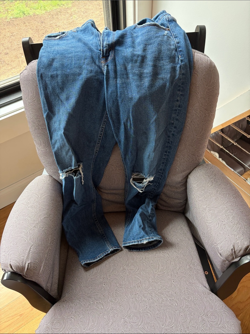 Abercrombie & Fitch Ripped Mid-Blue Boyfriend Jeans